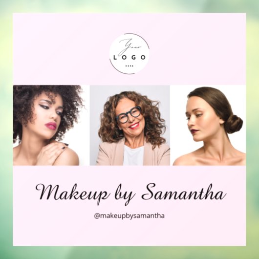 Autocollant Pour Fenêtre Blush Pink Script Logo Photo Makeup Studio (Feuille 3)