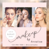 Autocollant Pour Fenêtre Blush Pink Script Logo Photo Makeup Studio (Feuille 2)