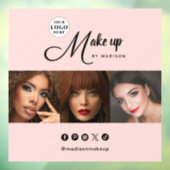 Autocollant Pour Fenêtre Blush Pink Script Logo Photo Makeup Studio (Feuille 3)