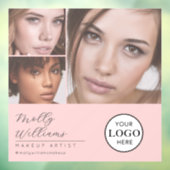 Autocollant Pour Fenêtre Blush Pink Script Logo Photo Makeup Studio Window (Feuille 3)