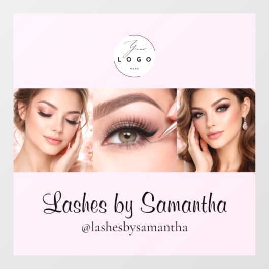 Autocollant Pour Fenêtre Blush Pink Script Logo Photo Makeup Studio Window (Feuille)