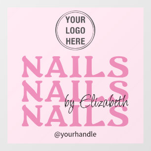 Autocollant Pour Fenêtre Blush Rose Noir Typographie Logo Poignée Salon de