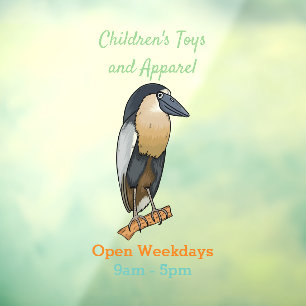 Autocollant Pour Fenêtre Boat-billed heron bird cartoon