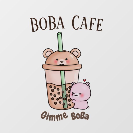 Autocollant Pour Fenêtre Boba Tea, Buble lait thé (Feuille)