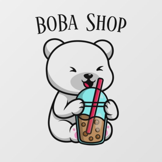 Autocollant Pour Fenêtre Boba Tea, Buble lait thé (Feuille)