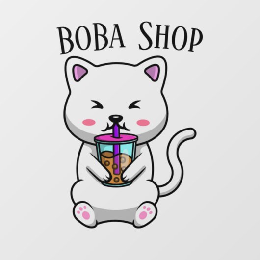 Autocollant Pour Fenêtre Boba Tea, Buble lait thé (Feuille)