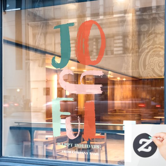 Autocollant Pour Fenêtre Boho bold script Joyeuses lettres de Noël (Fenêtre de café)