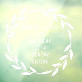 Autocollant Pour Fenêtre Boho Wreath Small Business Heures White (Feuille 3)