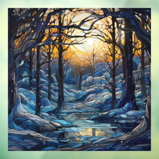 Autocollant Pour Fenêtre Bois d'hiver en verre teint (Feuille 3)