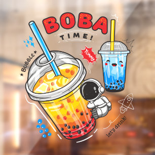 Autocollant Pour Fenêtre Boissons au thé à bulles Boba Time Business
