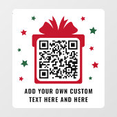 Autocollant Pour Fenêtre Boîte cadeau de Noël avec étoiles code QR rouge bl (Feuille)