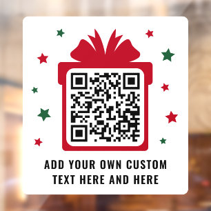 Autocollant Pour Fenêtre Boîte cadeau de Noël avec étoiles code QR rouge bl