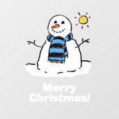 Autocollant Pour Fenêtre Bonhomme de neige avec Joyeux Noël (Feuille)
