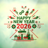 Autocollant Pour Fenêtre Bonne année 2026 Célébration (Feuille 3)