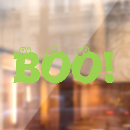 Autocollant Pour Fenêtre Boo ! des yeux verts typographie mignonne Hallowee (Feuille 2)