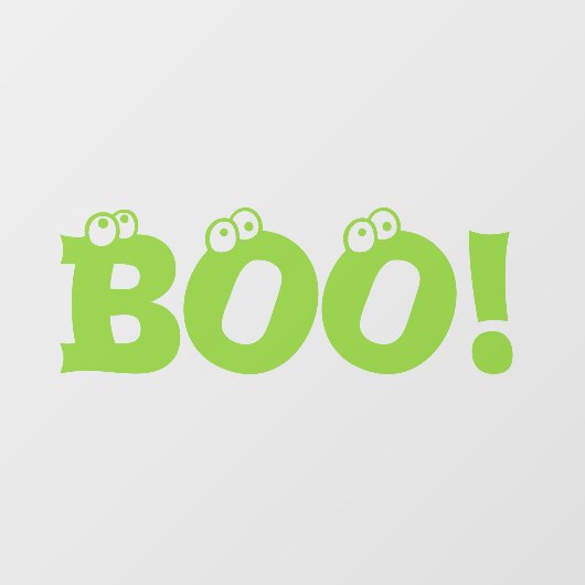Autocollant Pour Fenêtre Boo ! des yeux verts typographie mignonne Hallowee (Feuille)