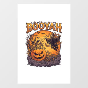 Autocollant Pour Fenêtre Booyah Halloween Citrouille Faucheuse Lune Orange_