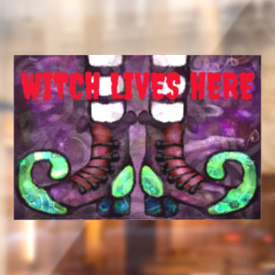 Autocollant Pour Fenêtre Bottes de sorcière d'Halloween blanc