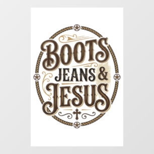 Autocollant Pour Fenêtre Bottes Jeans & Jésus Vintage Foi occidentale