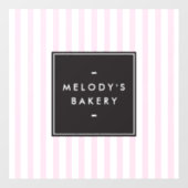 Autocollant Pour Fenêtre Boulangerie à rayures roses et blanches rétro (Feuille)