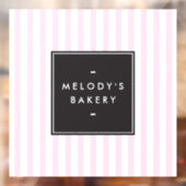 Autocollant Pour Fenêtre Boulangerie à rayures roses et blanches rétro (Feuille 2)