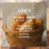 Autocollant Pour Fenêtre Boulangerie Heures d'ouverture Fenêtre Clôture (Feuille 2)