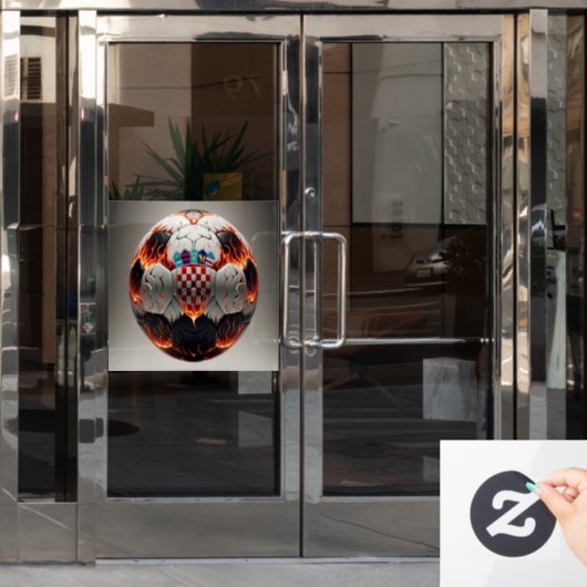 Autocollant Pour Fenêtre Boule de football croate fière (Porte de bureau)