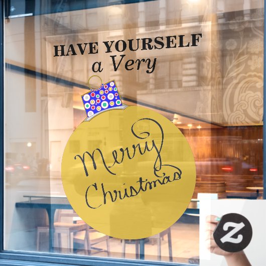 Autocollant Pour Fenêtre Boule d'or Joyeux Noël (Fenêtre de café)