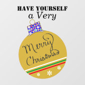 Autocollant Pour Fenêtre Boule d'or Joyeux Noël Rouge Vert (Feuille)