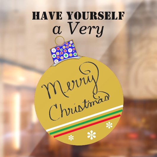 Autocollant Pour Fenêtre Boule d'or Joyeux Noël Rouge Vert (Feuille 2)