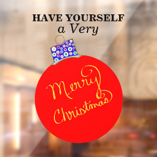 Autocollant Pour Fenêtre Boule rouge or joyeux Noël