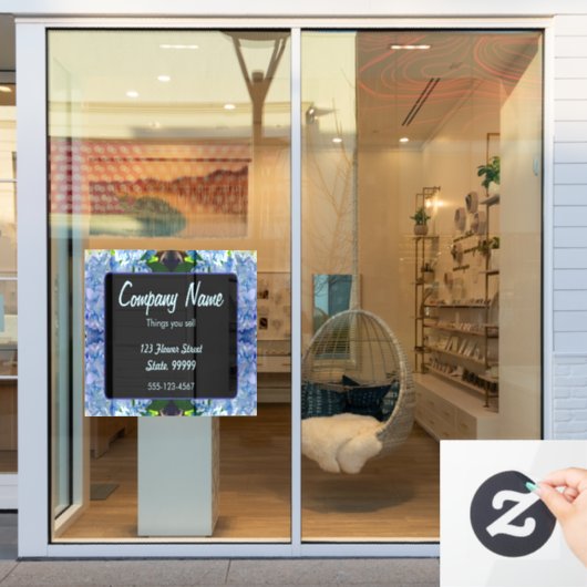 Autocollant Pour Fenêtre Bouquets d'hydrangées bleu violet (Vitrine du magasin)