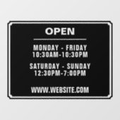 Autocollant Pour Fenêtre Boutique Heures d'opération Site Web Noir transpar (Feuille)