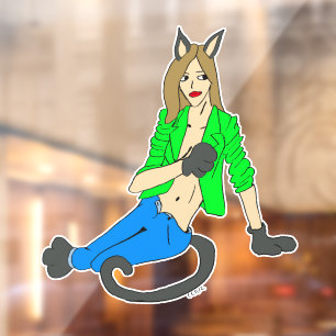 Autocollant Pour Fenêtre bouton catgirl