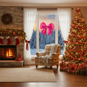 Autocollant Pour Fenêtre Bow rose Extra Grande Clin de fenêtre