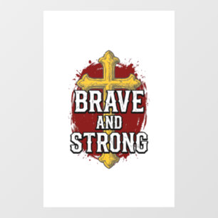 Autocollant Pour Fenêtre Brave et Fort Design de Chemise Vintage Croix_1