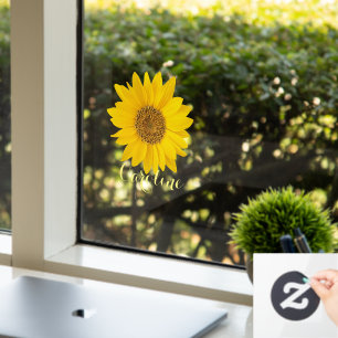 Autocollant Pour Fenêtre Bright Yellow Sunflower Nom personnalisé