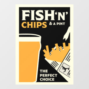Autocollant Pour Fenêtre British Classic Fish and Chips