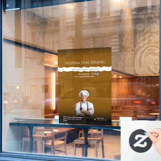 Autocollant Pour Fenêtre Brown Black Chef Restaurants and Food Lovers (Fenêtre de café)