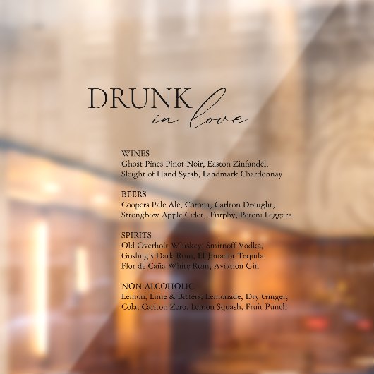Autocollant Pour Fenêtre Brunin In Love Barre Mariage Menu Signal miroir (Feuille 2)