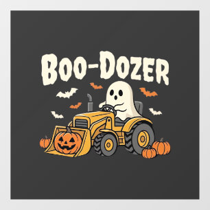 Autocollant Pour Fenêtre Bulldozer fantôme de Halloween Boo-Dozer Design_1