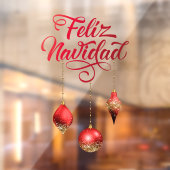 Autocollant Pour Fenêtre Bulles de Parties scintillant rouge Feliz Navidad (Feuille 2)