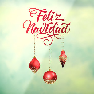 Autocollant Pour Fenêtre Bulles de Parties scintillant rouge Feliz Navidad