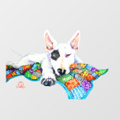 Autocollant Pour Fenêtre Bullterrier blanc sur Patchwork - Art (Feuille)