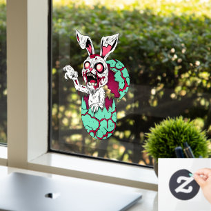 Autocollant Pour Fenêtre Bunny de Pâques Zombie