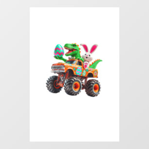 Autocollant Pour Fenêtre Bunny T-rex Pâques Monster Truck Dino Drôle Garçon
