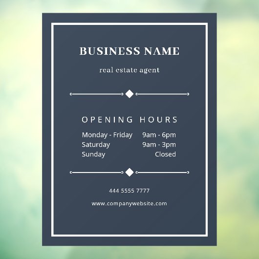 Autocollant Pour Fenêtre Bureau d'affaires blanc simple en bleu gris (Feuille 3)