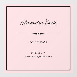 Autocollant Pour Fenêtre Bureau d'affaires rose Nom Cadre Noir