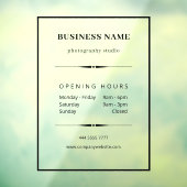 Autocollant Pour Fenêtre Bureau d'affaires simple Noir avec heures d'ouvert (Feuille 3)