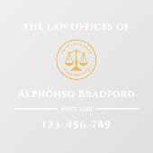 Autocollant Pour Fenêtre Bureau du procureur | Bureau juridique blanc (Feuille)